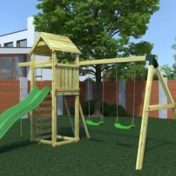 Aire De Jeux Gaia Avec Toboggan Et Balancoires
