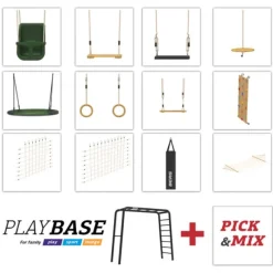 Aire De Jeux Playbase Large Avec Siege Bebe Balancoire Et Trapeze