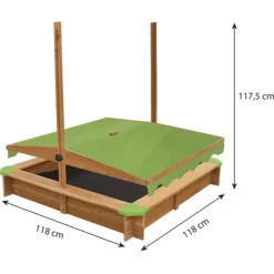 Bac A Sable En Bois Avec Parasol