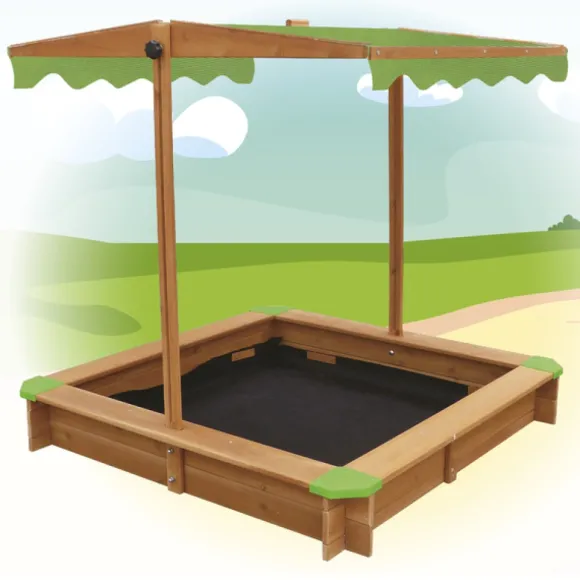 Bac A Sable En Bois Avec Parasol