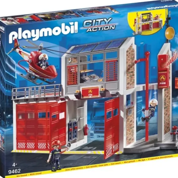 9462 - Caserne De Pompiers Et Helicoptere Playmobil City Action
