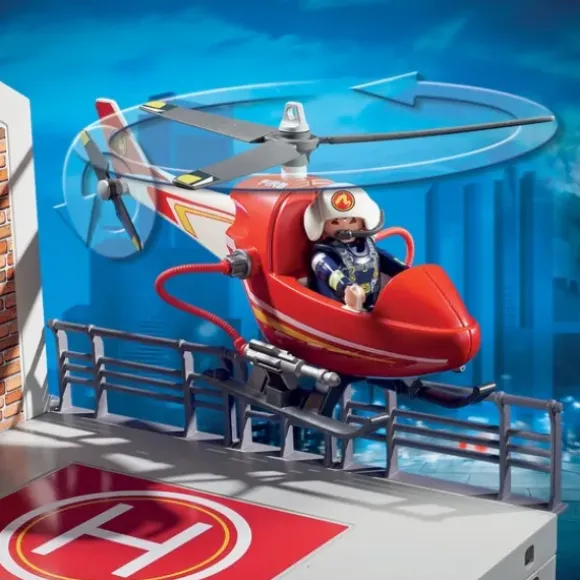 9462 - Caserne De Pompiers Et Helicoptere Playmobil City Action
