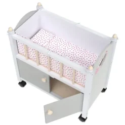 Lit De Poupon En Bois Avec Roues 50 Cm