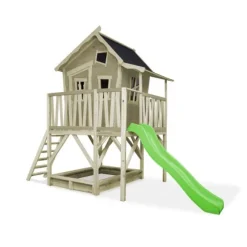 Maison En Bois Crooky 550 Avec Toboggan Et Bac A Sable