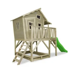 Maison En Bois Crooky 550 Avec Toboggan Et Bac A Sable