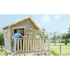 Maison En Bois Crooky 550 Avec Toboggan Et Bac A Sable