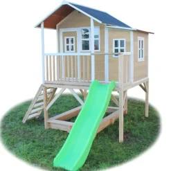 Maison En Bois Loft 550 Avec Bac A Sable Et Toboggan