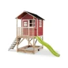 Maison En Bois Loft 500 Rouge Avec Toboggan Et Bac A Sable
