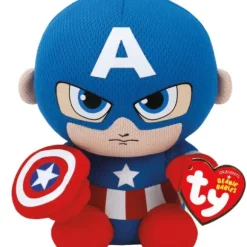 Peluche Beanie Babies Marvel - Captain America 15 Cm