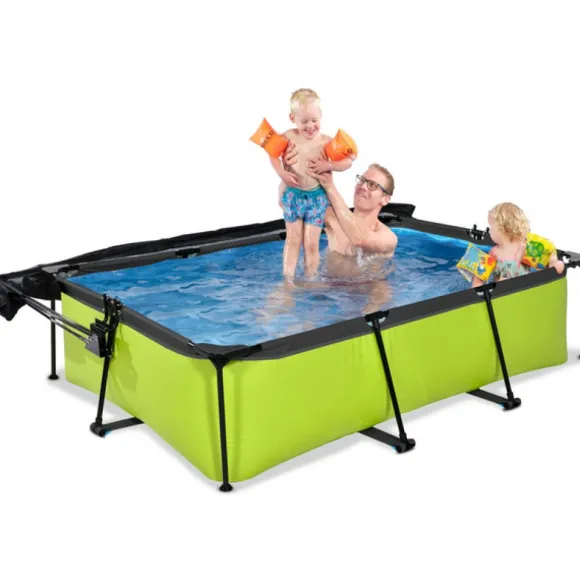Piscine Lime 220 X 150 X 65 Avec Pompe Filtrante Et Voile D'Ombrage