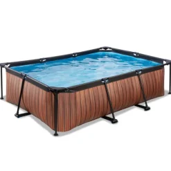 Piscine Rectangulaire Wood 220 X 150 X 65 Avec Pompe Filtrante