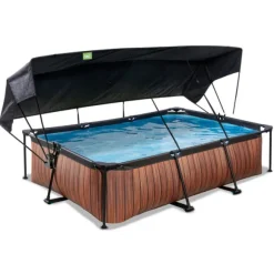 Piscine Wood 300 X 200 X 65 Avec Pompe Filtrante Et Voile D'Ombrage