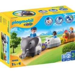 70405 - Playmobil 1.2.3 - Train Des Animaux