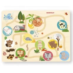 Puzzle Circuit En Bois Avec Animaux