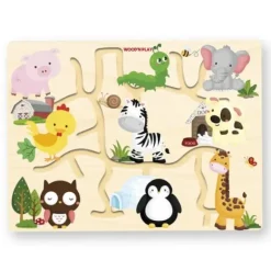Puzzle Circuit En Bois Avec Animaux