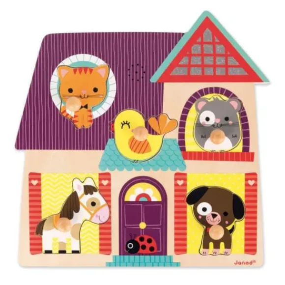 Puzzle Musical En Bois 5 Pieces Animaux