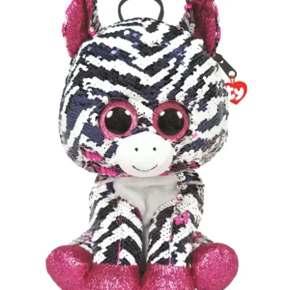 Sac A Dos Peluche Sequins Zoey Le Zebre 30 Cm