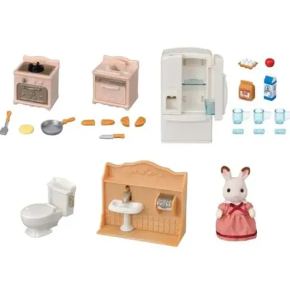Sylvanian Families - 5449 - Set Ameublement Cosy Cottage Et Maman Lapin Chocolat