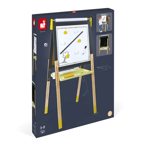 Tableau Reglable En Bois Ardoise Et Magnetique - Jaune