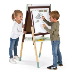 Tableau Reglable En Bois Ardoise Et Magnetique - Marron