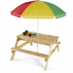 Table Pique-Nique En Bois Avec Parasol