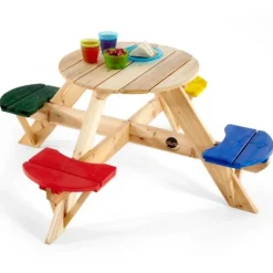 Table Ronde Avec Sieges En Bois Couleurs