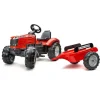 Tracteur A Pedales Massey Ferguson Rouge Avec Remorque