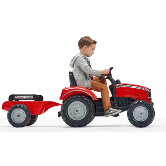 Tracteur A Pedales Massey Ferguson Rouge Avec Remorque